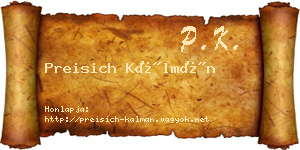 Preisich Kálmán névjegykártya